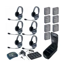 Комплект Eartec HUB 6-D UltraLITE & HUB 6 абонентов с гарнитурами 6 Double Headsets, батареи, зарядное устройство и сумка в комплекте