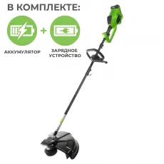 Аккумуляторный триммер Greenworks GD40BC бесщеточный, 40V с АКБ 2 Ач USB + ЗУ 5А быстрое