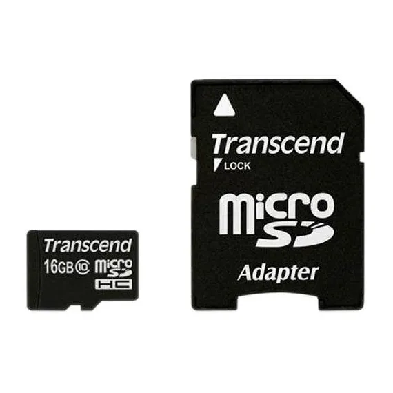 Карта памяти 16 Гб micro SD Transcend HC с адаптером