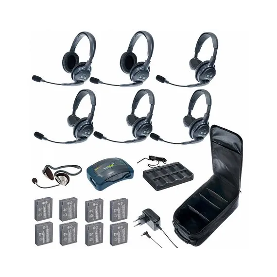 Комплект Eartec HUB 7-42MON UltraLITE & HUB 7 абонентов с гарнитурами 4 Single 2 Double 1 Monarch, батареи и кейс в